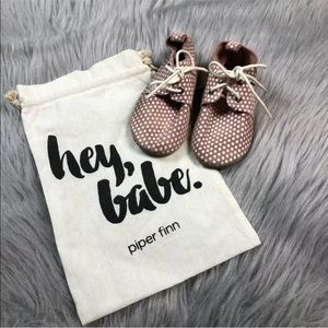 Piper Finn Toddler Girls 8 Pink White Polka Dot Hard Bottom Oxford Shoes